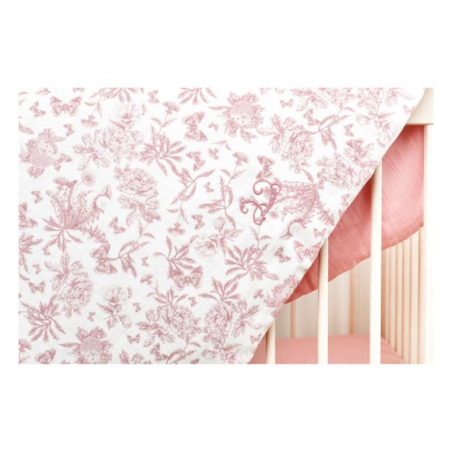 Couverture Toile de Jouy | Rose pêche