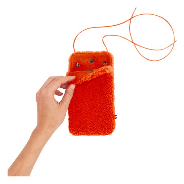 Funda para teléfono de piel de lana merina - Colección adulto  | Naranja