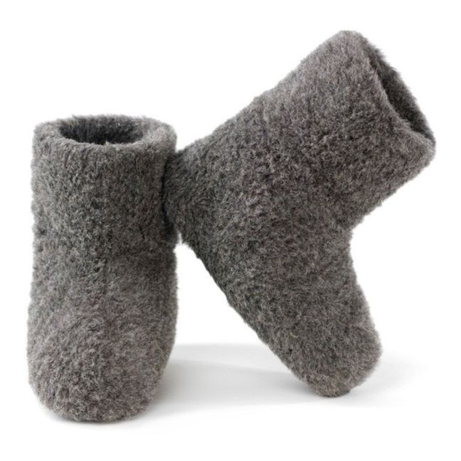 Pantuflas altas de lana - Colección Adulto Gris