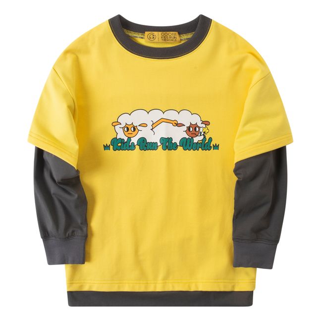 Oversize Layered T-shirt Sweatshirt Giallo