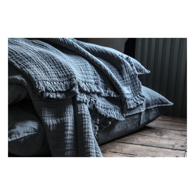 Loulou Organic Muslin Cotton Throw Blanket Bluish grey