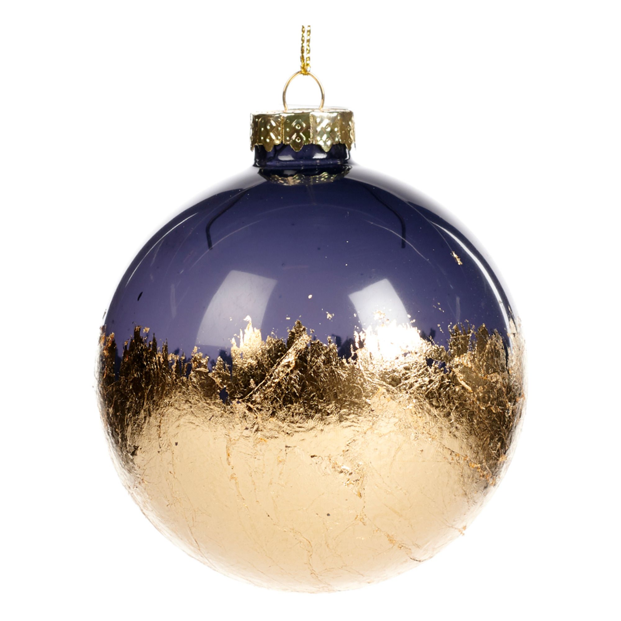 Goodwill - Boule de Noël feuille d'or - Bleu