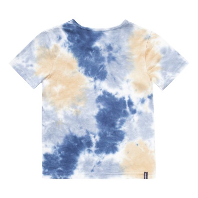 T-shirt Tie and Dye Wave Cat Bleu