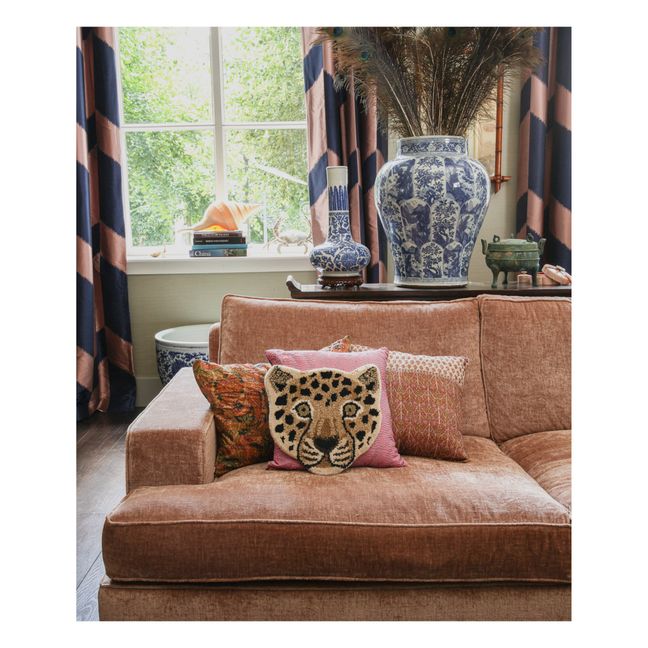 Tapis tête de léopard en laine Loony  | Marron