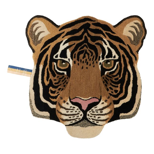 Tapis tête de tigre en laine Rajah  | Sable