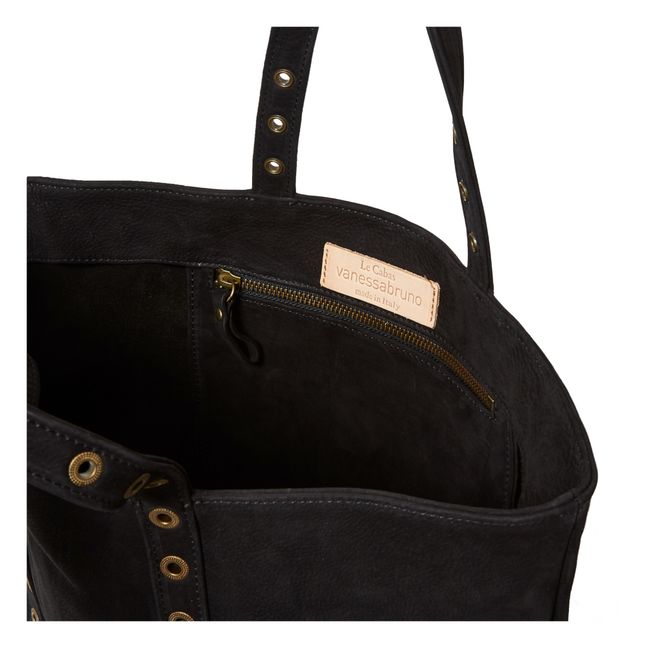 Cabas Moyen Nubuck et Œillets | Noir