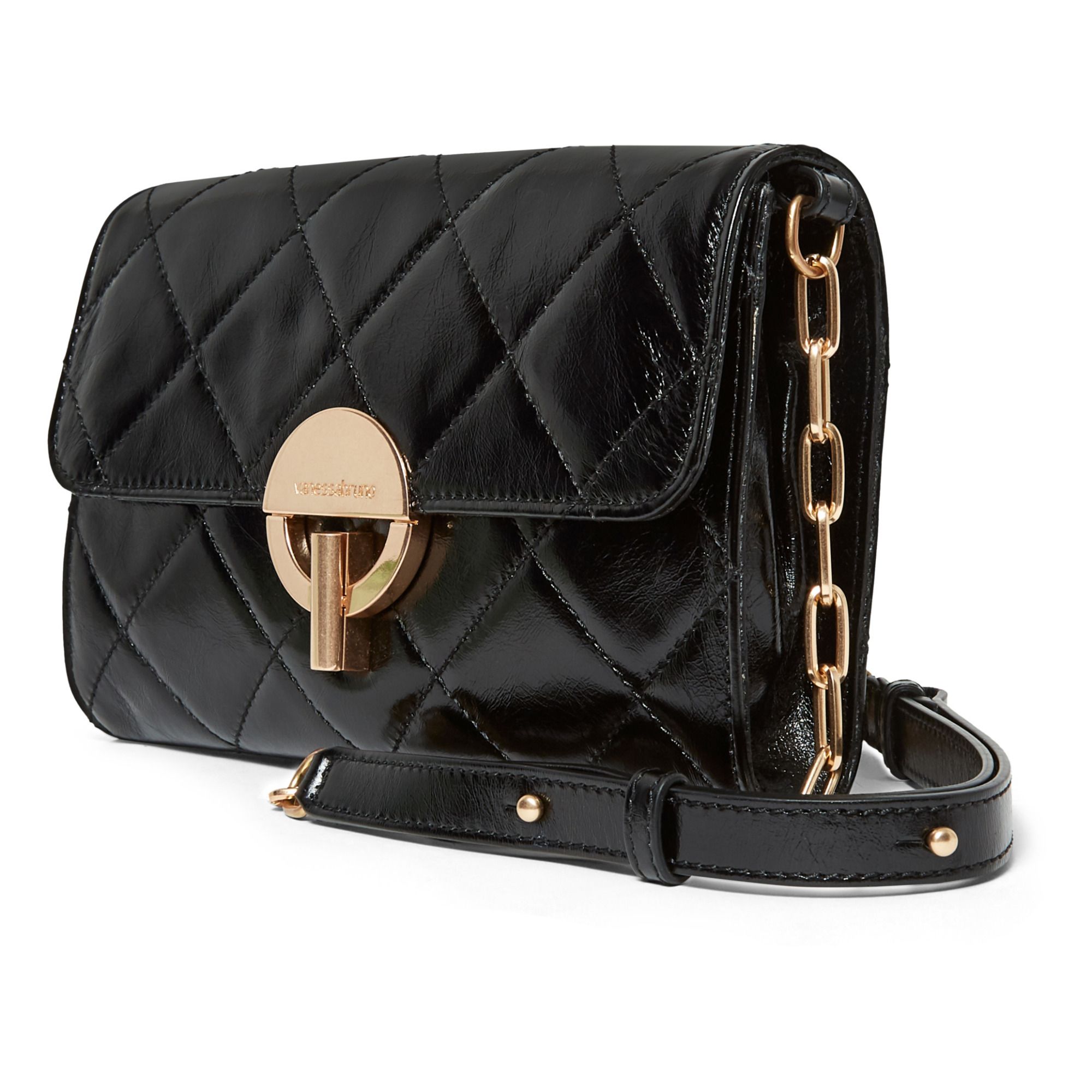 Moon Crackled Leather Clutch Black- Product image n°1