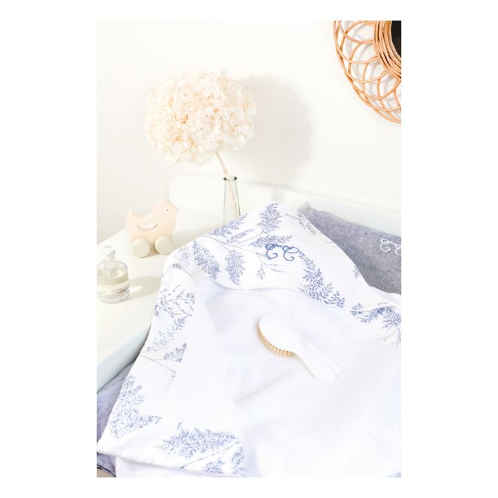 Leaf-Print Terry Cloth Hooded Bath Towel | Navy blue- Product image n°1