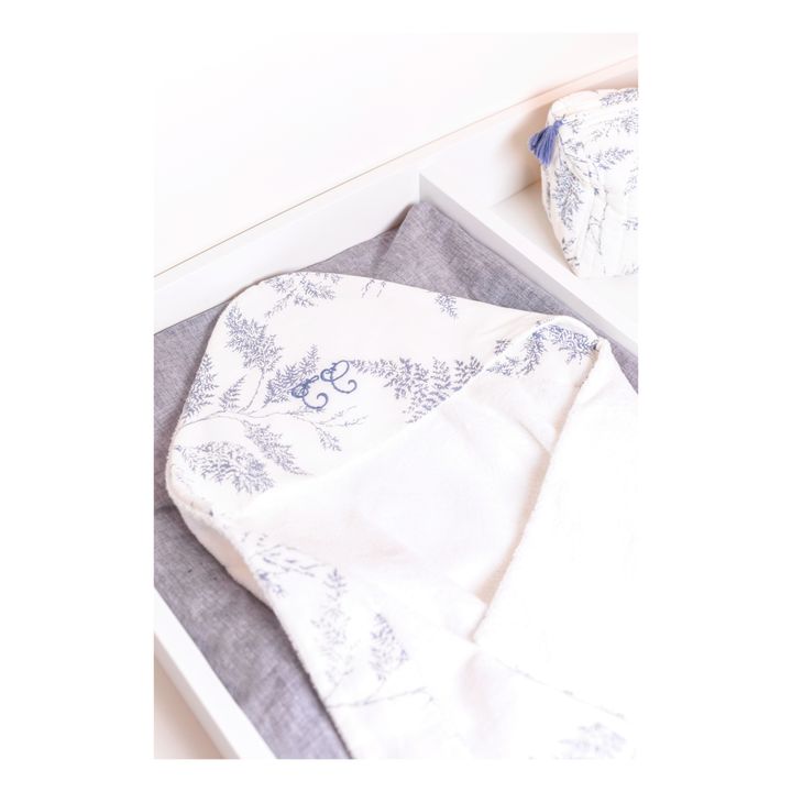 Leaf-Print Terry Cloth Hooded Bath Towel Navy blue- Product image n°3