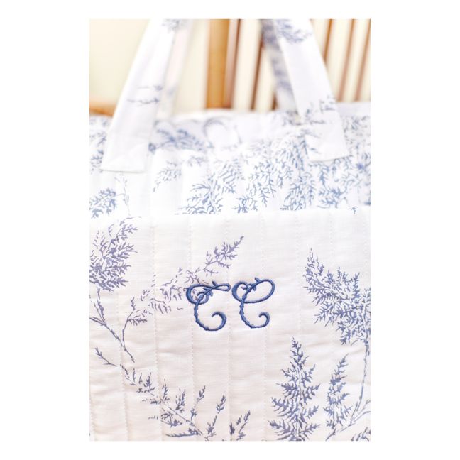 Leaf-Print Changing Bag & Blanket | Navy blue