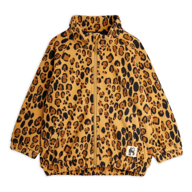 Recycled Polyester Leopard Print Jacket Beige