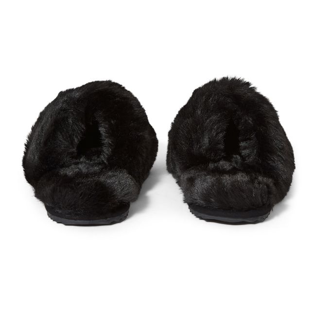 Melody Faux-Fur Slippers Black