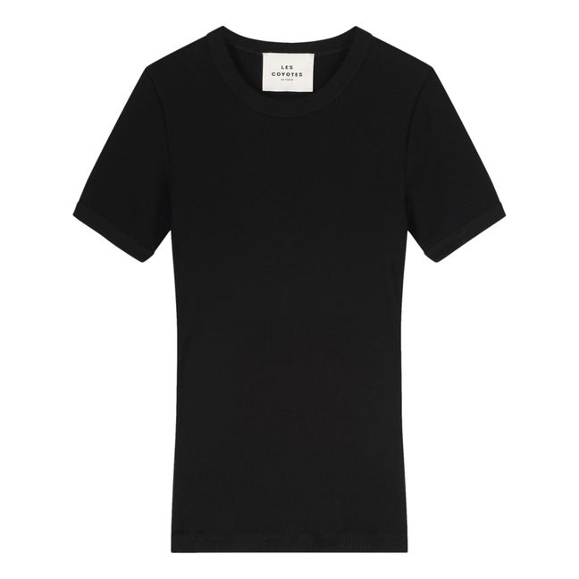Camiseta de canalé Carys Negro