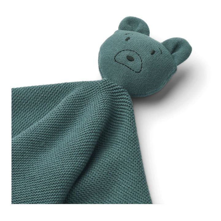 Doudou ours Milo en coton bio | Bleu- Image produit n°1