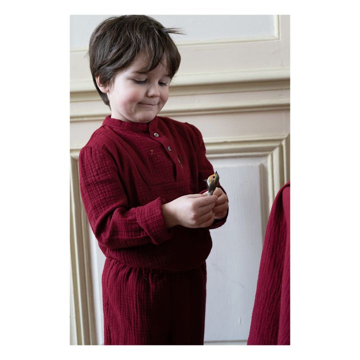Deli Organic Cotton Muslin Pyjamas | Red- Product image n°1