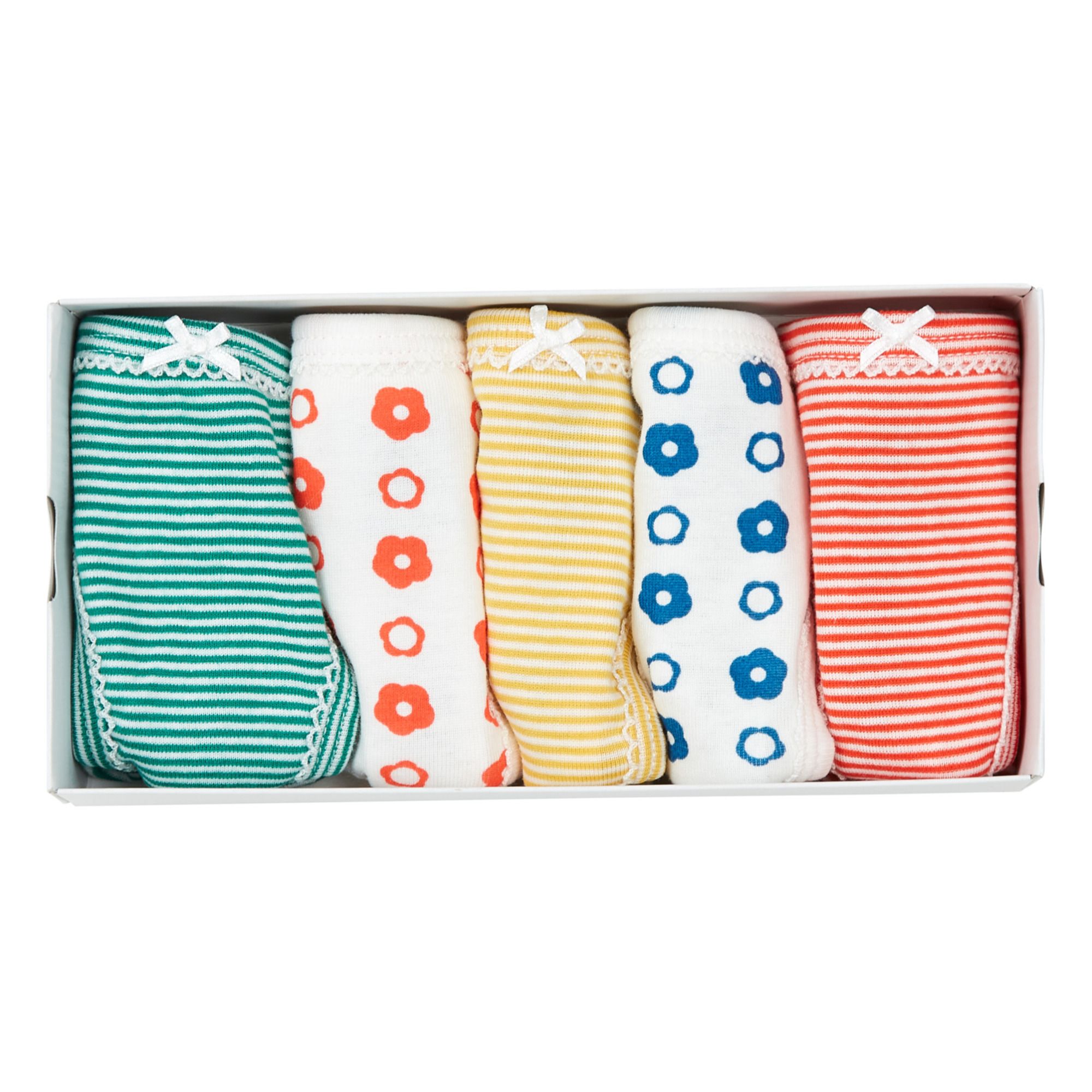 Petit Bateau - Lot 5 Culottes Rayées Coton Bio - Fille - Jaune moutarde