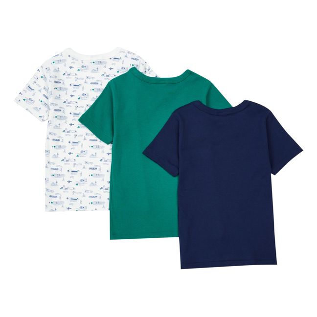 Set of 3 Organic Cotton City T-shirts Green