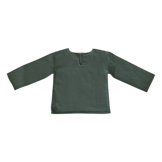 Camicia in garza di cotone Leonardo Verde