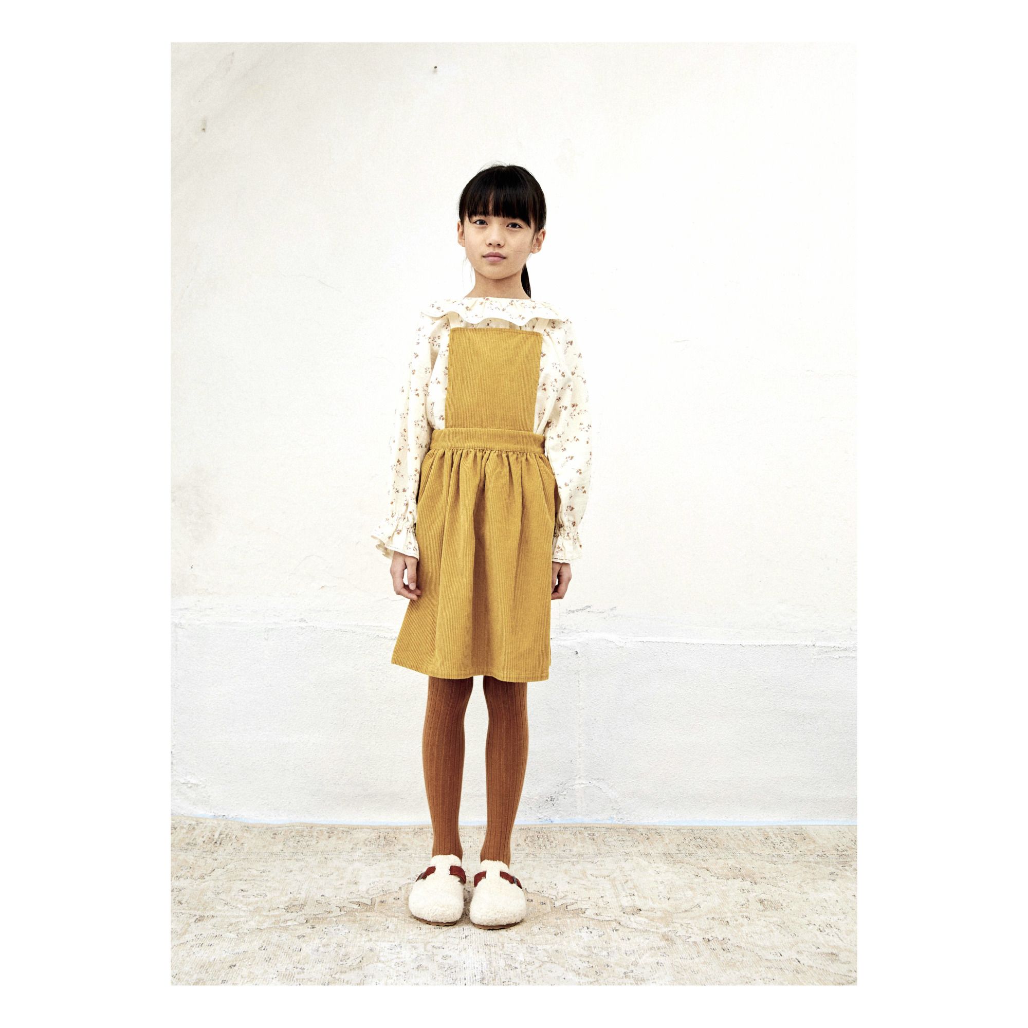 Liilu - Robe Tablier Velours Côtelé - Fille - Ocre