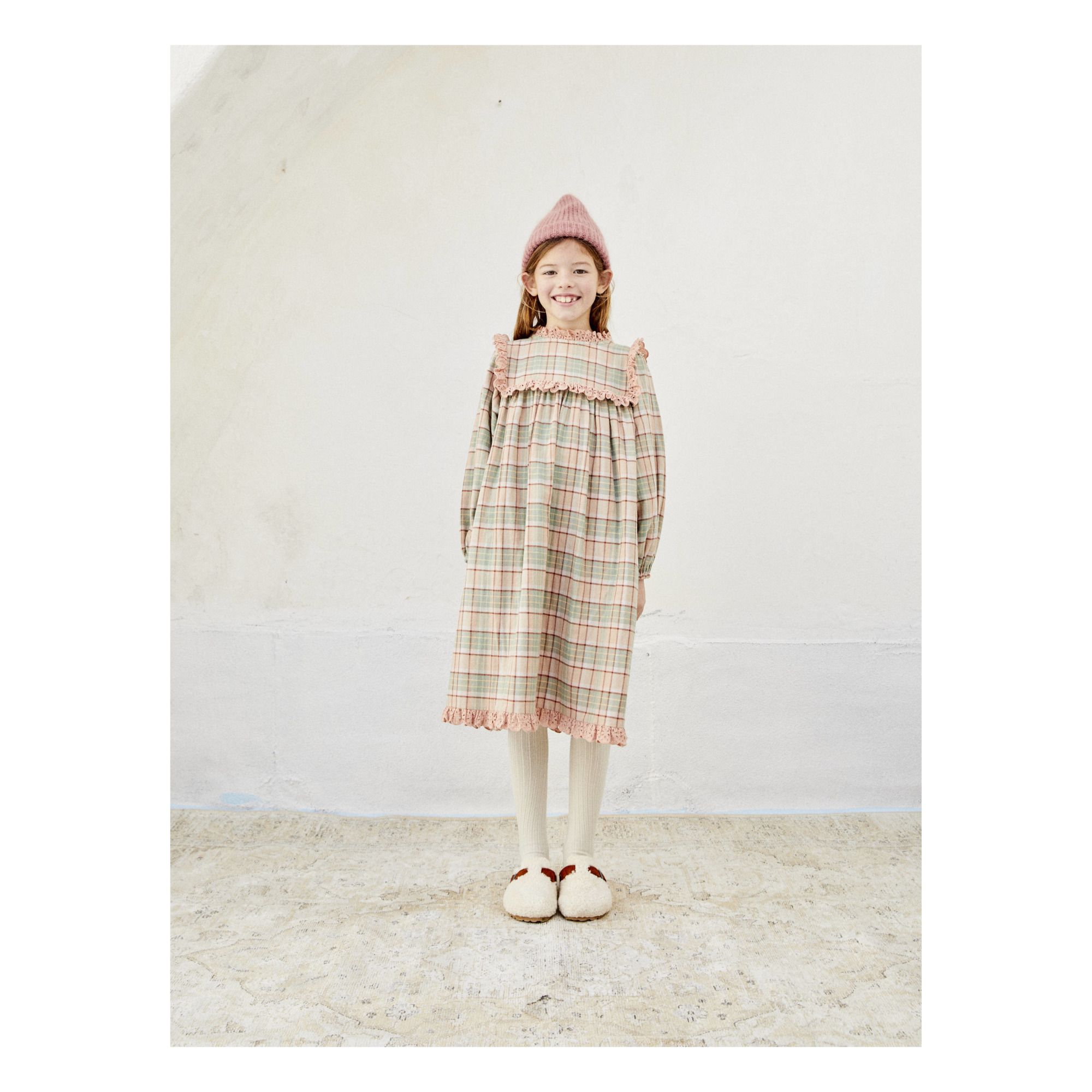 Liilu - Robe Gaze de Coton Carreaux Lana - Fille - Ecru