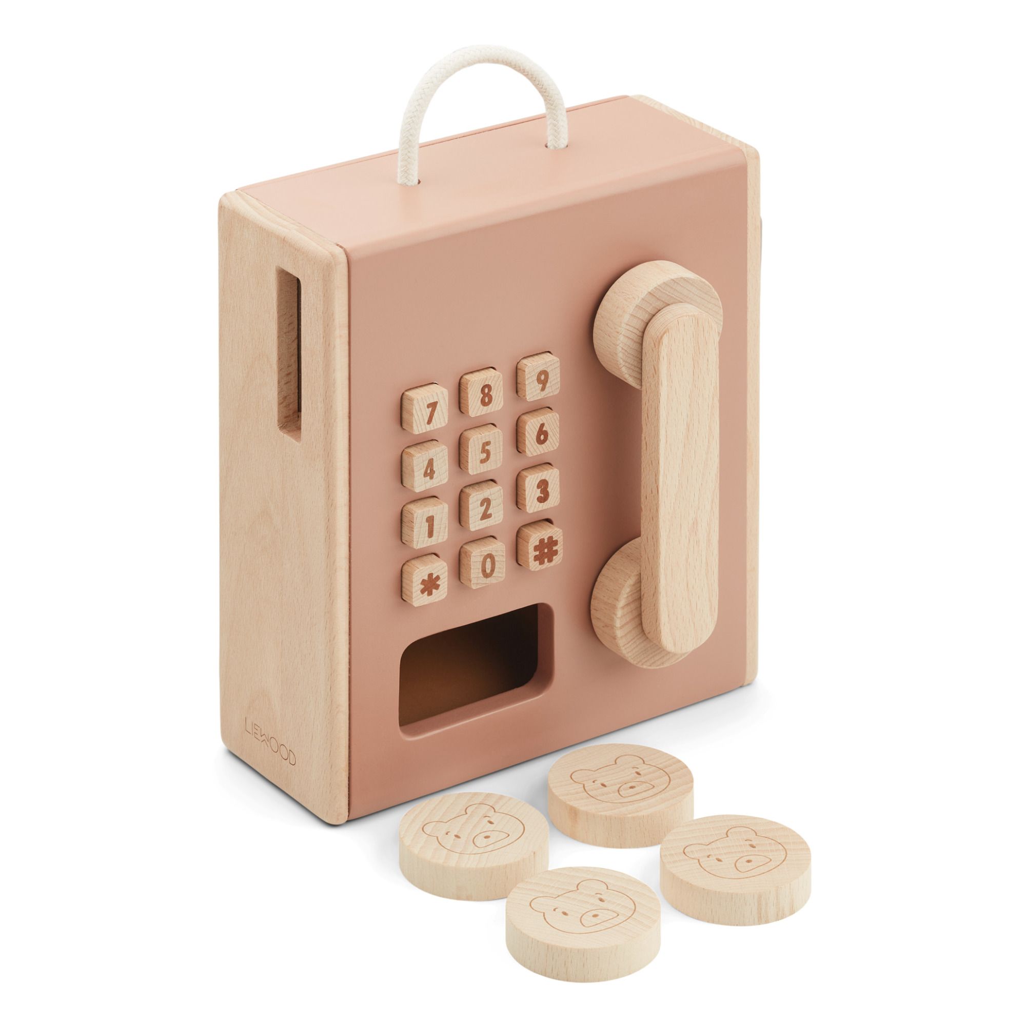 Liewood - Téléphone à pièces Rufus en bois - Vieux Rose