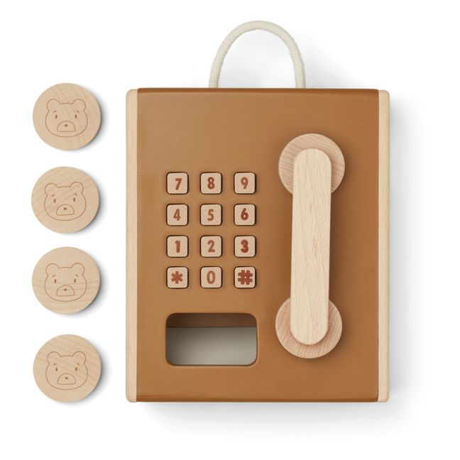 Téléphone à pièces Rufus en bois | Caramel