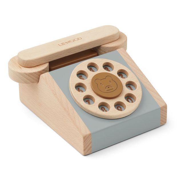 Téléphone classique Selma en bois | Bleu