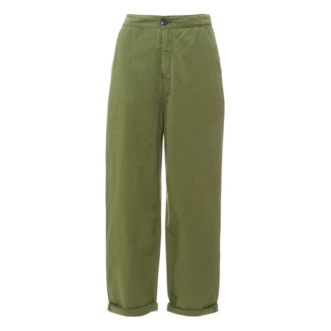 Pantalón de algodón y lino Pasop - Colección Mujer  | Verde Kaki