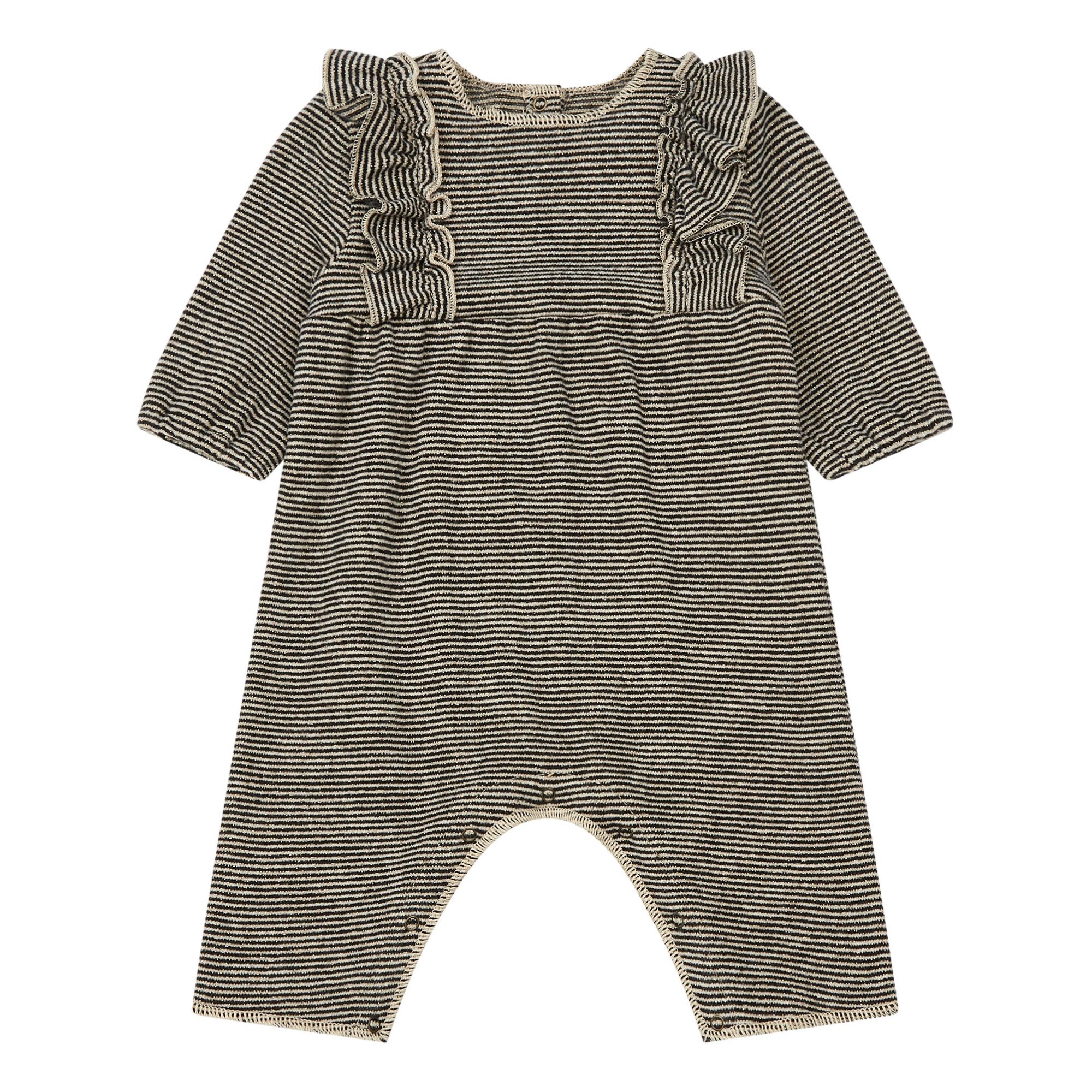 Zhoe & Tobiah - Combinaison Maille Rayée Lurex Volants - Fille - Gris anthracite
