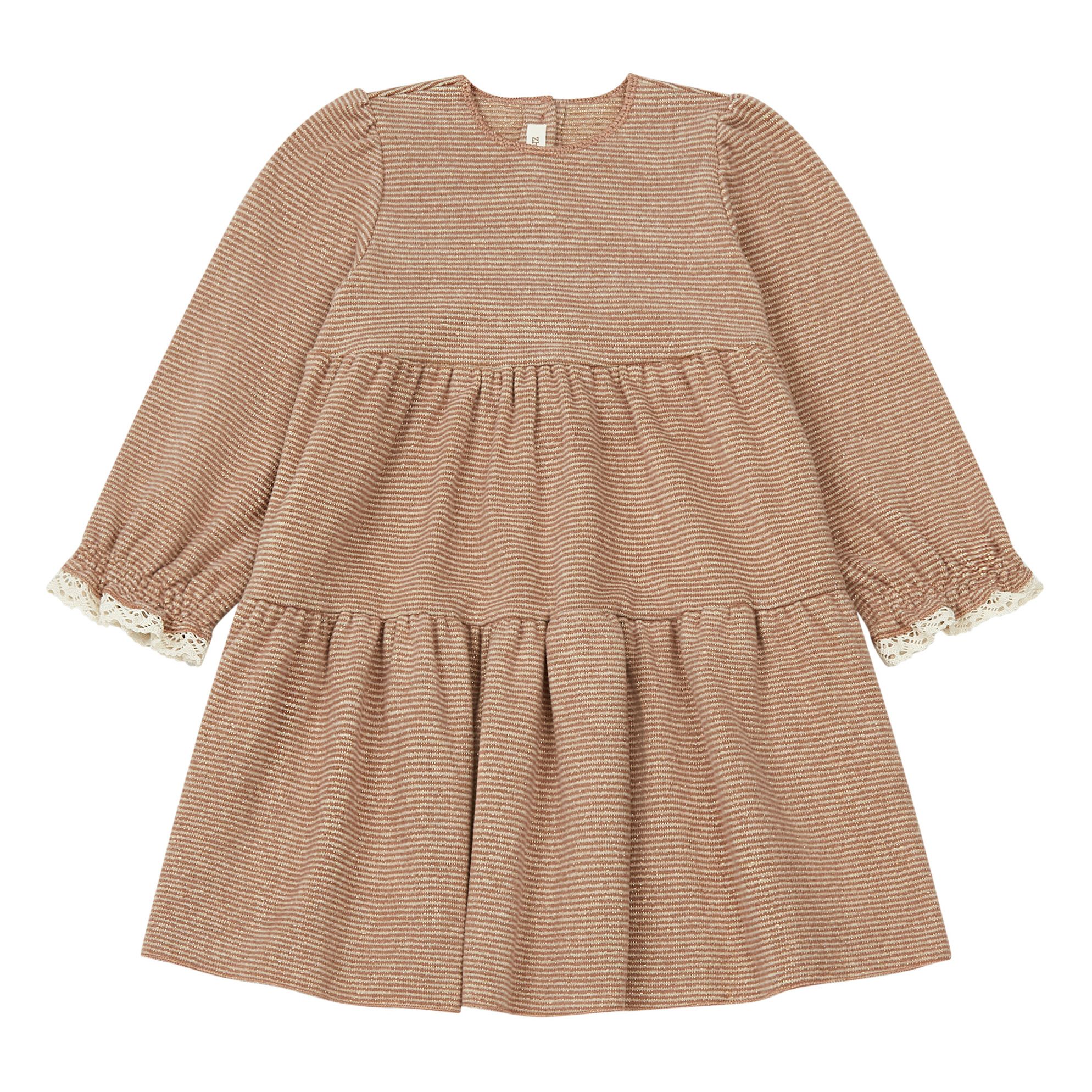 Zhoe & Tobiah - Robe Maille Rayée Lurex - Fille - Rose