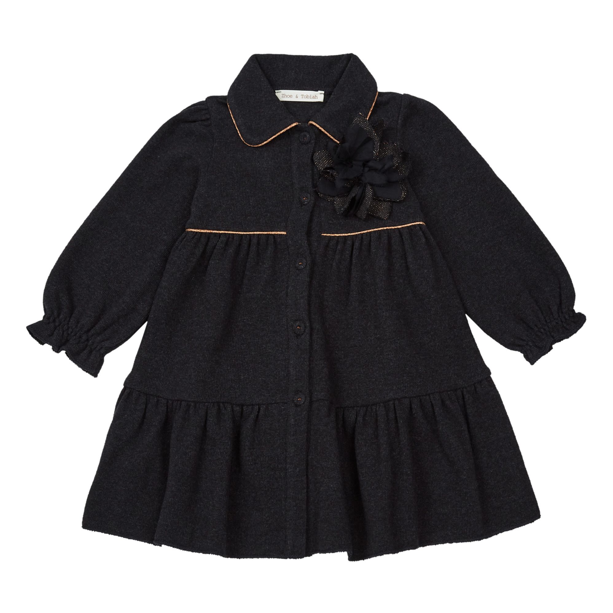 Zhoe & Tobiah - Robe Maille - Fille - Gris anthracite