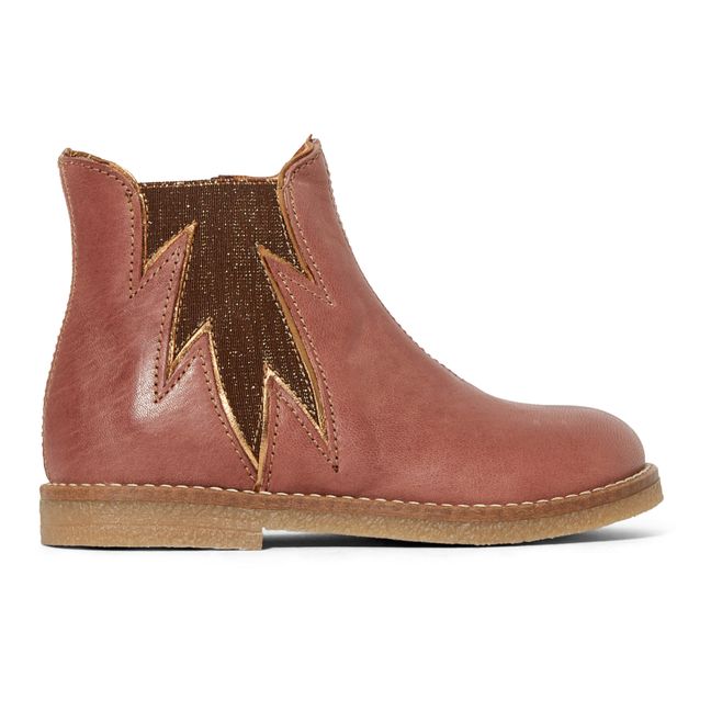 Leaf Zip-Up Boots Pale pink
