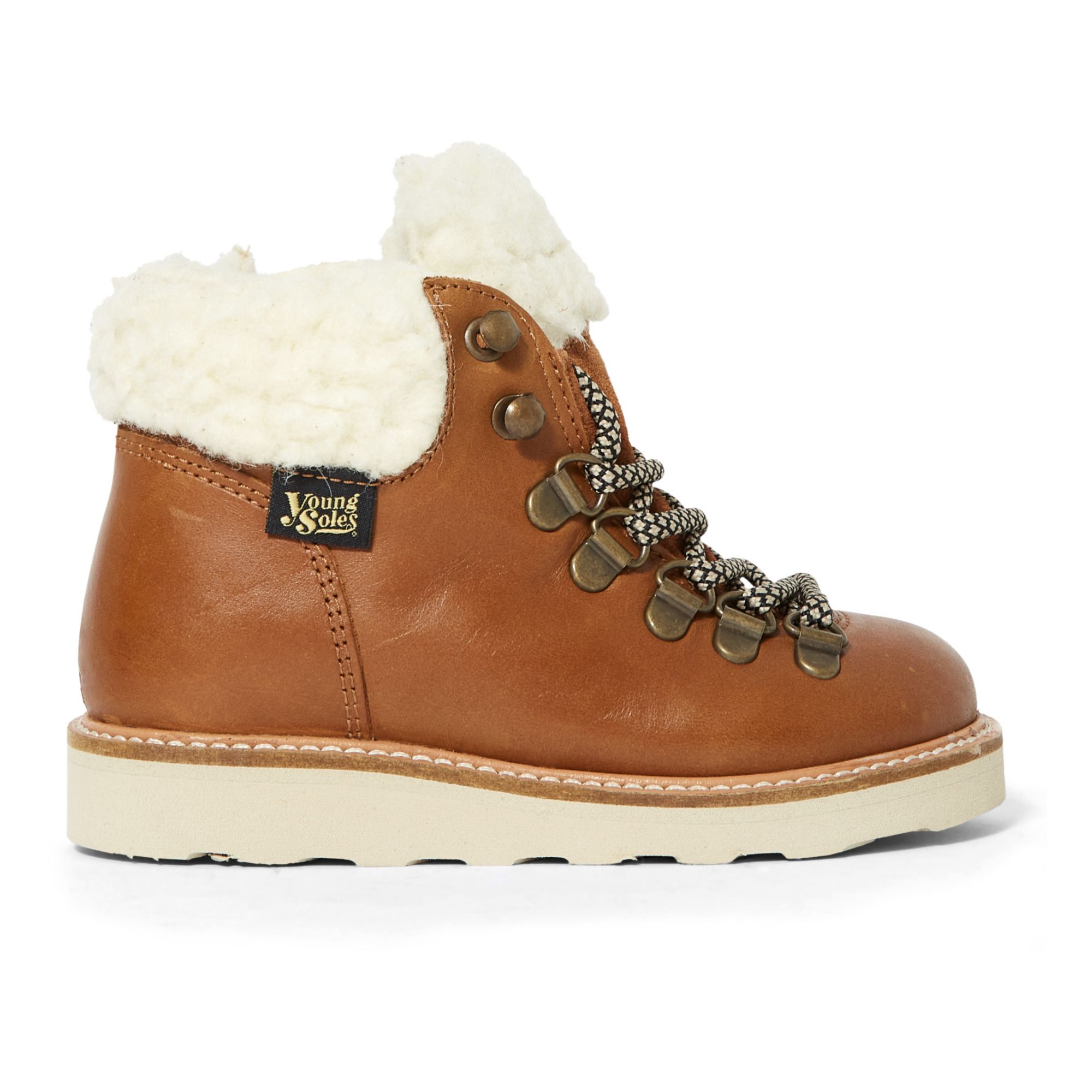 Young Soles - Hiking Boots Fourrées Zip Eddie - Fille - Cognac