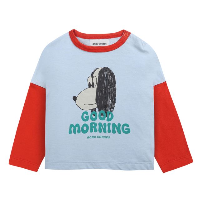 Exclusivo Bobo Choses x Smallable - Camiseta de algodón orgánico Perro Bebé Azul Cielo