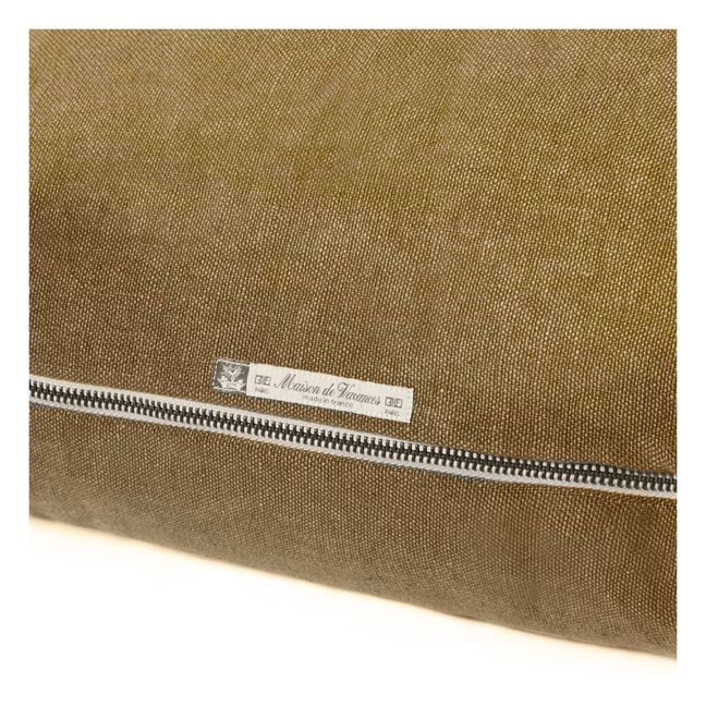 Coussin Vice Versa Black Line en lin stone washed | Bronze