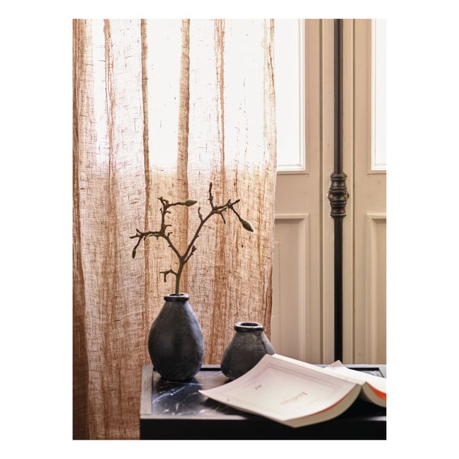 Vice Versa Washed Linen Muslin Fringed Curtain | Terracotta