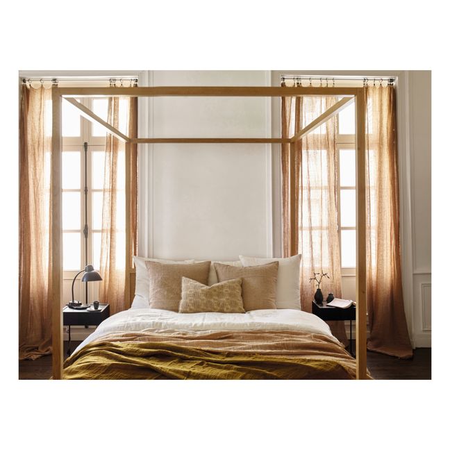 Vice Versa Washed Linen Gauze Fringed Curtain Clay