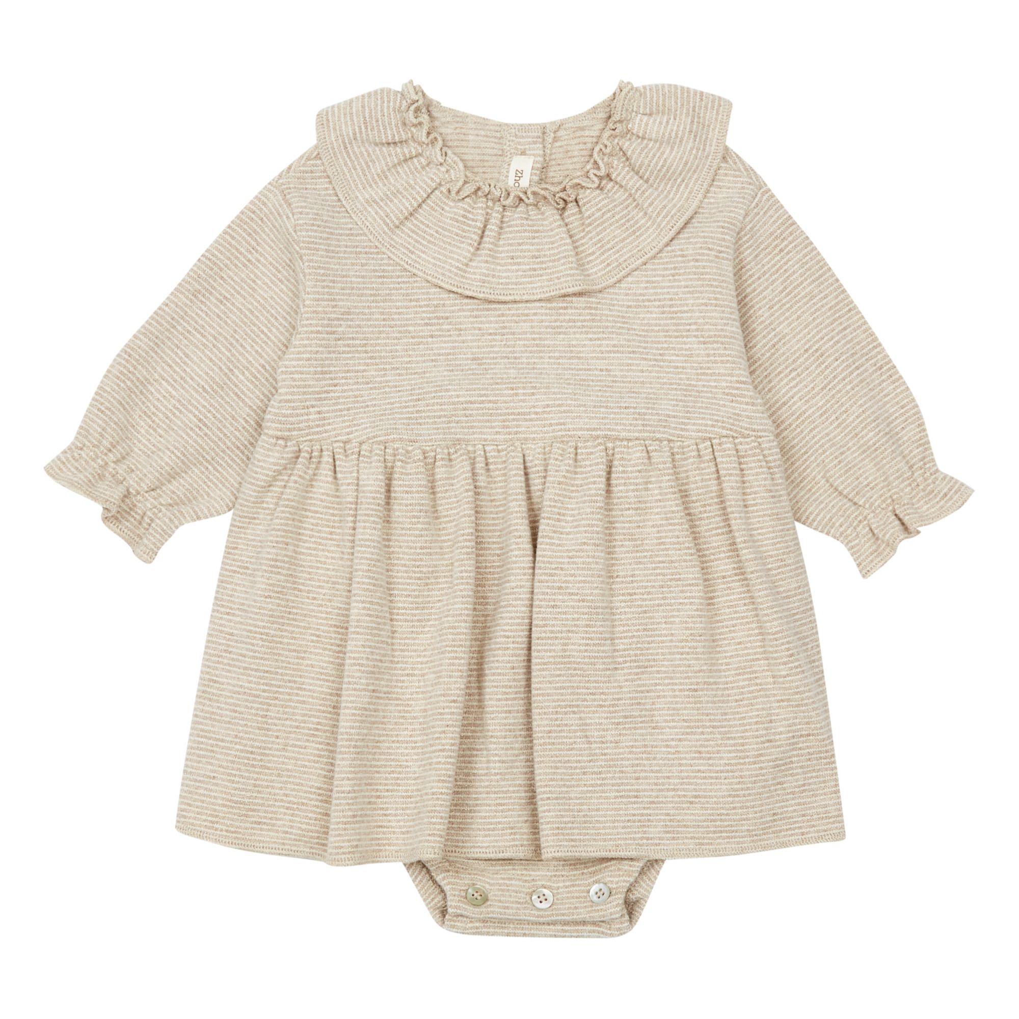 Zhoe & Tobiah - Robe Body Maille Rayée Lurex - Fille - Ecru