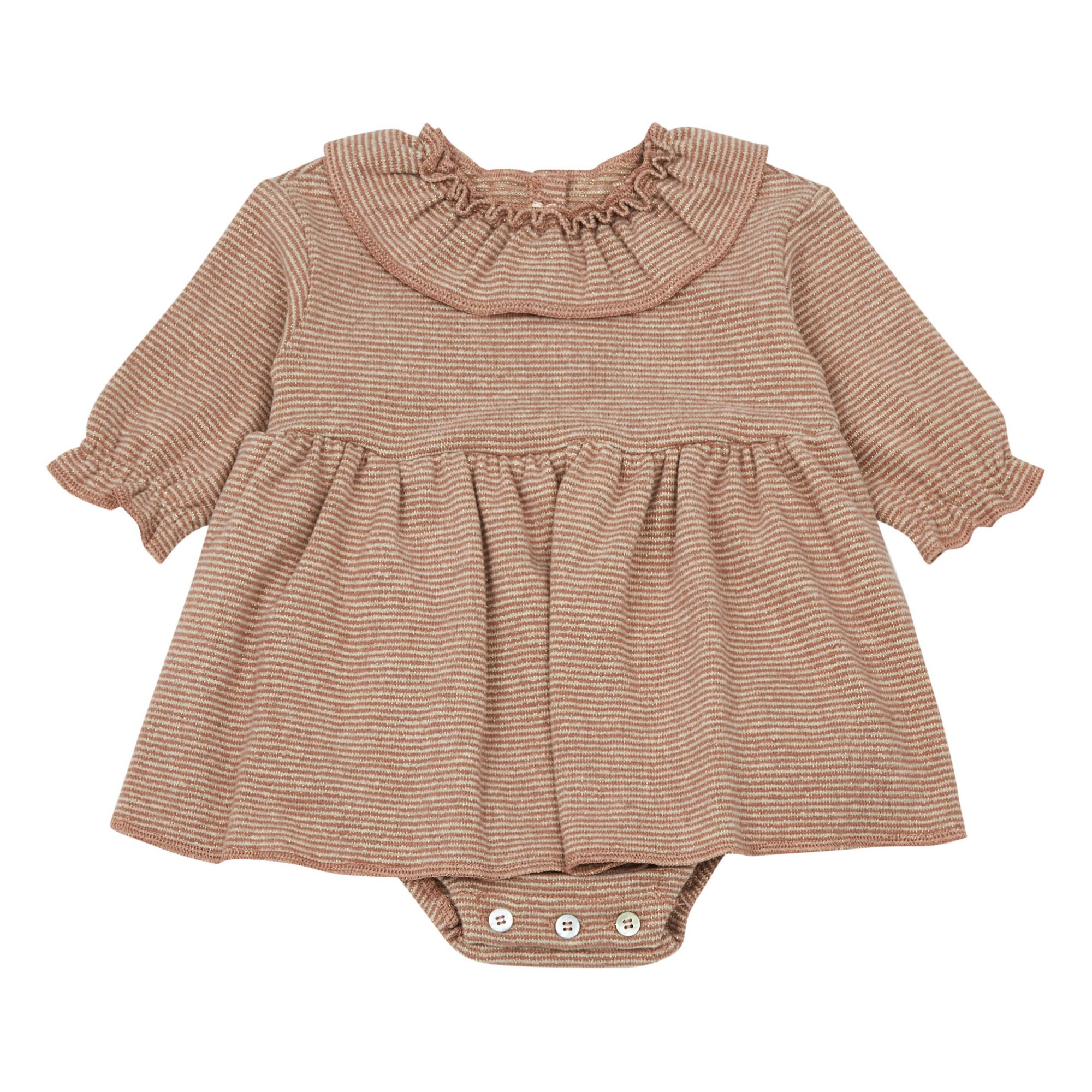 Zhoe & Tobiah - Robe Body Maille Rayée Lurex - Fille - Rose