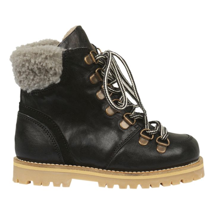 Sherpa-Lined Lace-Up Boots | Black- Product image n°0