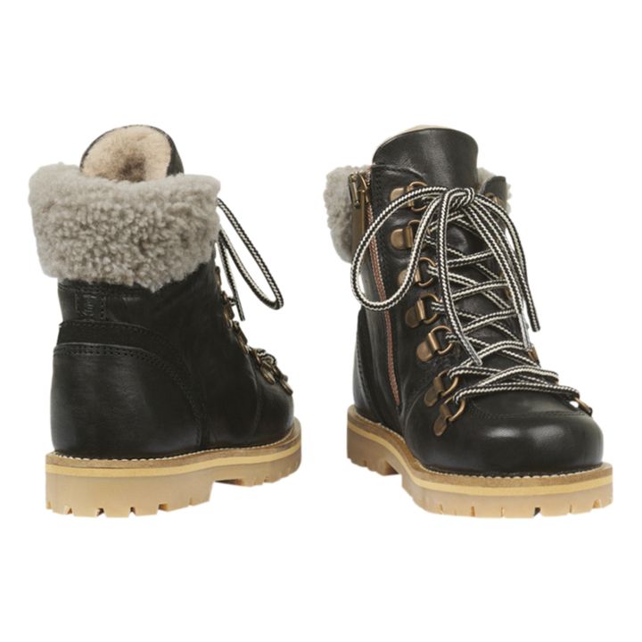 Sherpa-Lined Lace-Up Boots | Black- Product image n°2