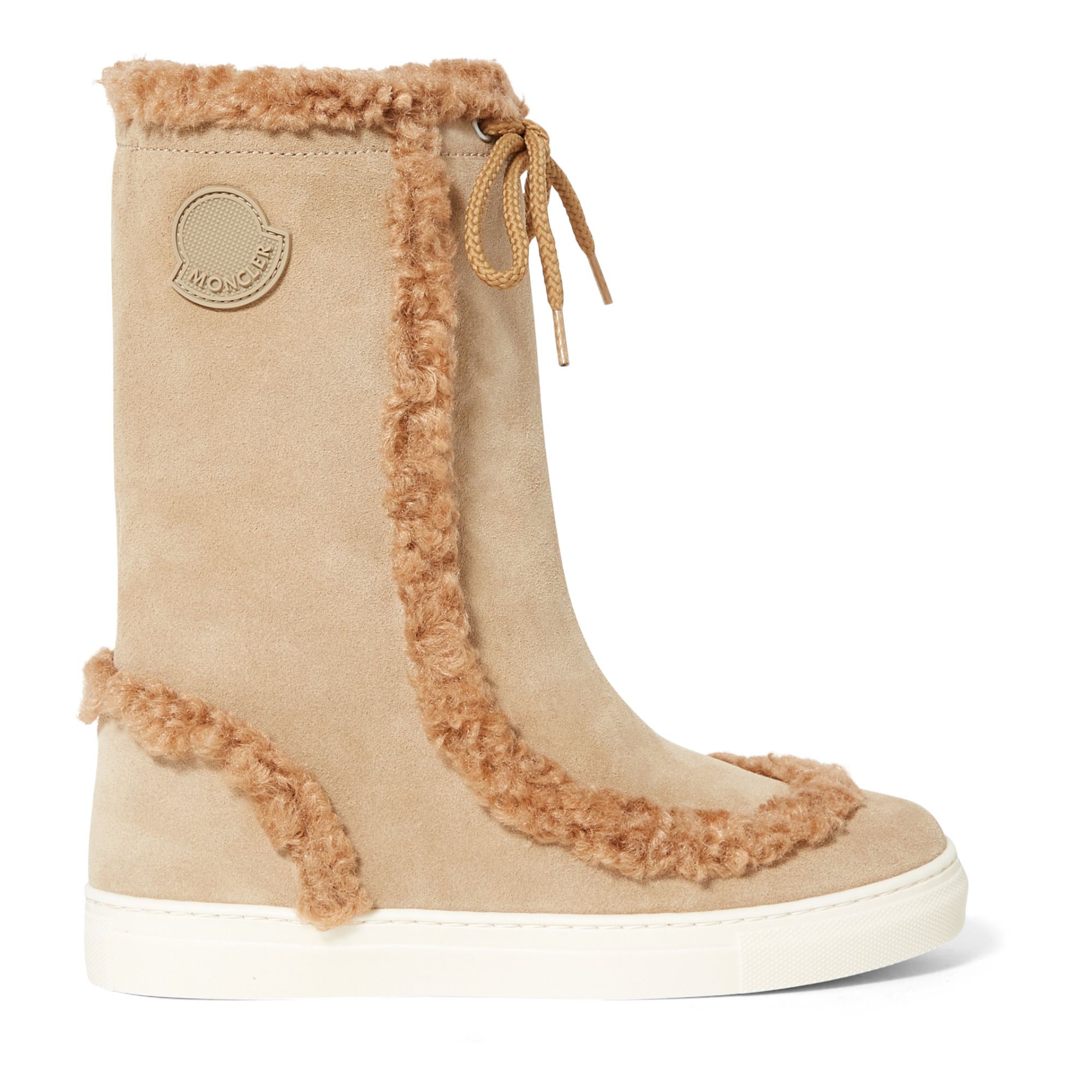Moncler - Boots Fur Cuir - Fille - Beige