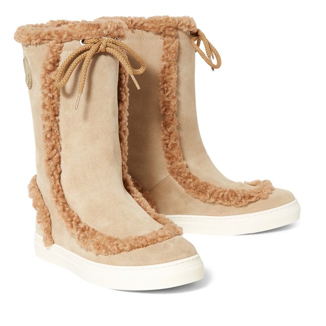 Boots Fur Cuir | Beige