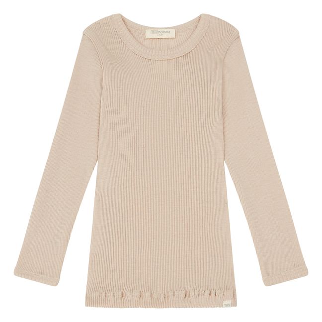 T-shirt, modello: Atlantic Seamless, in lana merino Sabbia