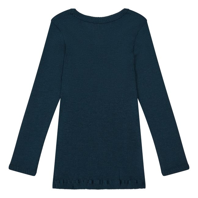 T-shirt, modello: Atlantic Seamless, in lana merino Blu