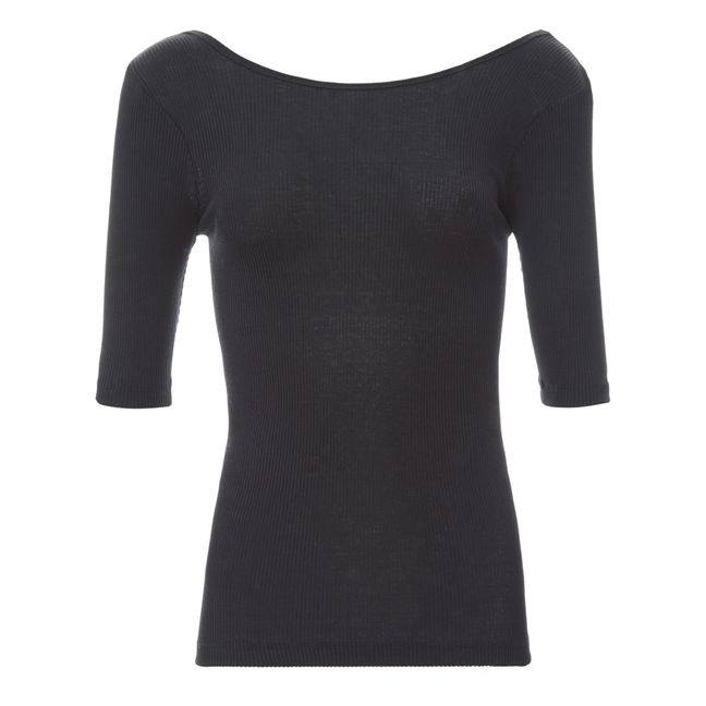 T-Shirt, modello: Gym, in seta - Collezione Donna - Nero