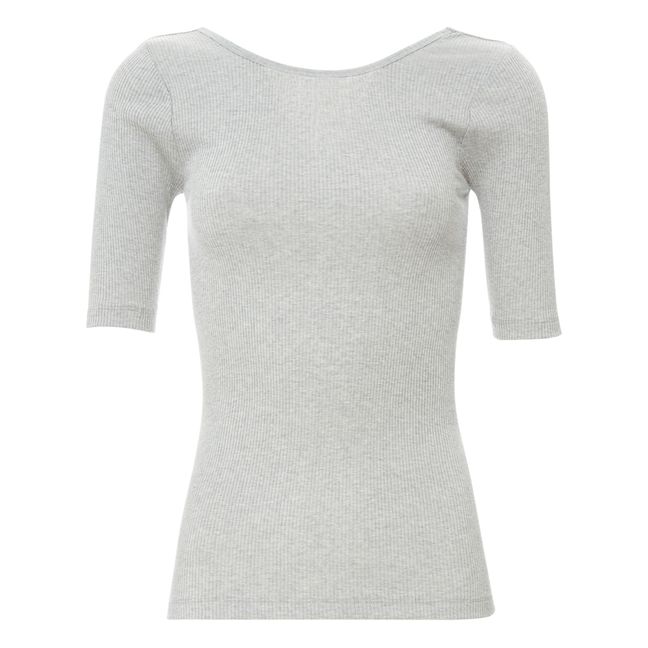 T-Shirt, modello: Gym, in seta - Collezione Donna - Grigio chiaro