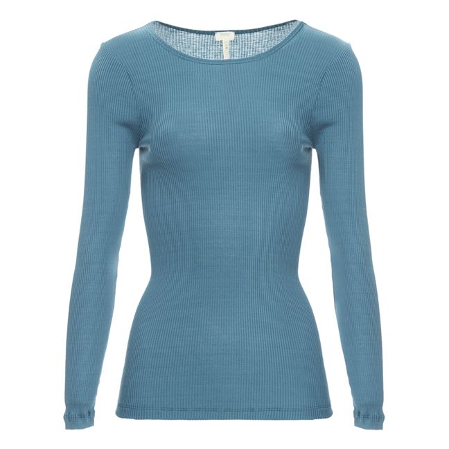 T-Shirt, modello: Gerda, in seta - Collezione Donna Blu