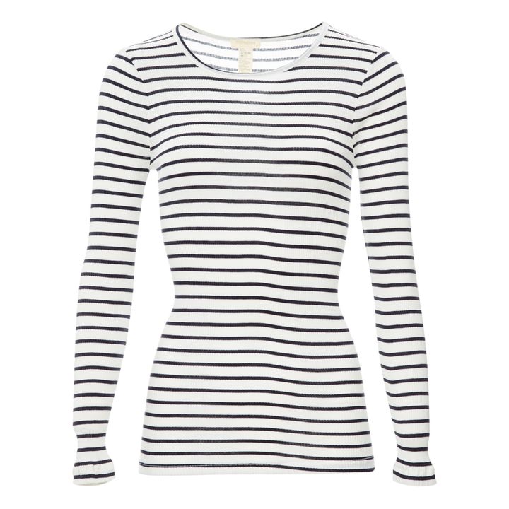 T-Shirt a righe, modello: Gerda, in seta - Collezione Donna | Blu- Immagine del prodotto n°0