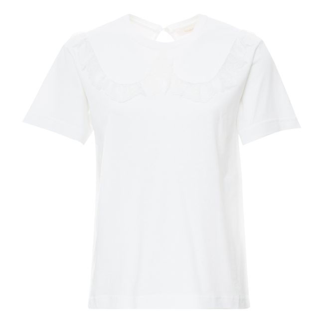 T-shirt con scollo in pizzo | Bianco